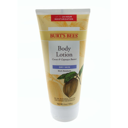 Burts Bees Body Lotion Dry Skin Cocoa Cupuacu Butter 6 oz Up to 24 Hour Moisture