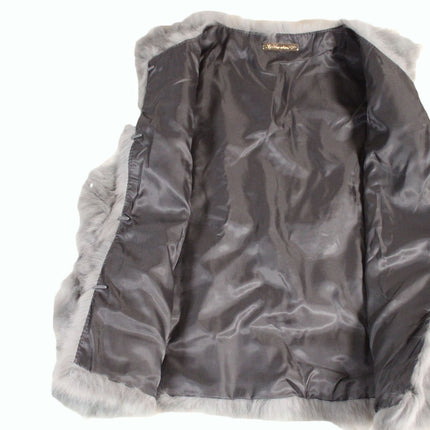 Women Vest La Fiorentina Women's Plush Rabbit Fur Vest Size Size S/M Gray