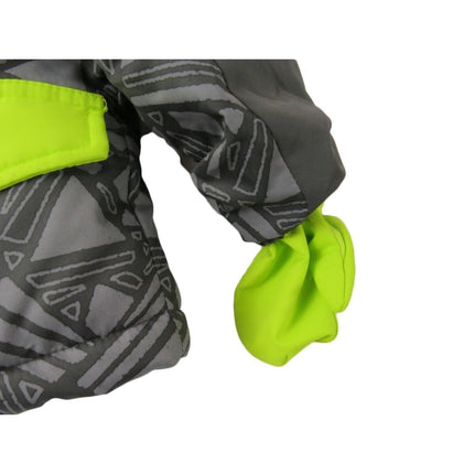 Cat & Jack Toddler Boys Hooded Puffer Jacket Grey Lime Green Geometric 12M