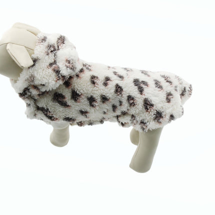 Dog Hoodies Grayson Pup Leopard Short Sleeve Sherpa Dog Hoodie Light Beige  L