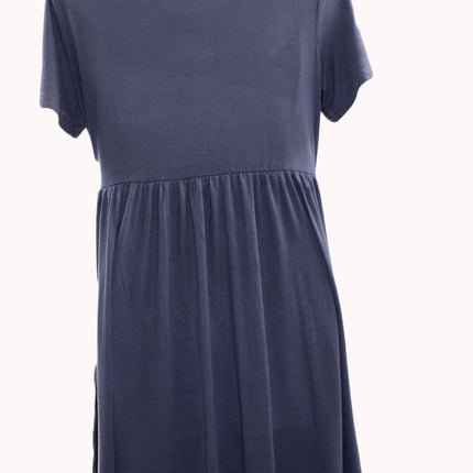 Women Dress Longyuan Women Short Sleeve Dress Size M Blue