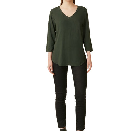 Women Top St. John's Bay Women 3/4 Sleeve Tee Size M Hunter Green