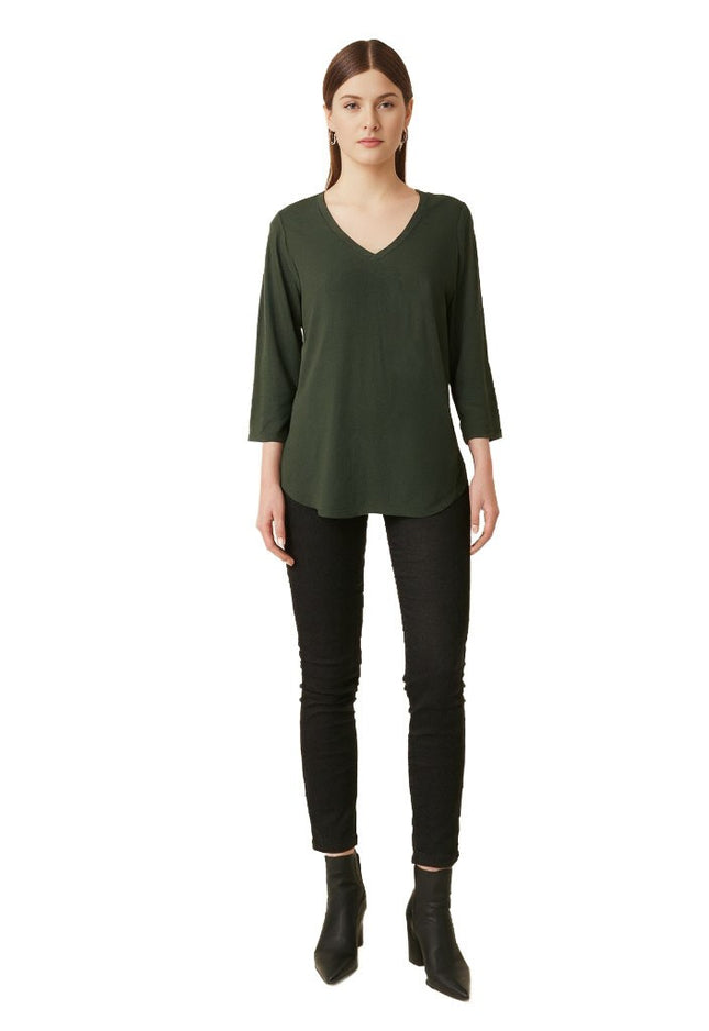 Women Top St. John's Bay Women 3/4 Sleeve Tee Size M Hunter Green