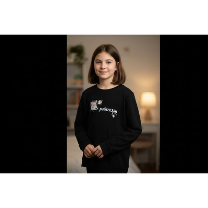 Big Girls Sweatshirt Unbranded Big Girls Cotton Black Crewneck Sweatshirt 160 XL