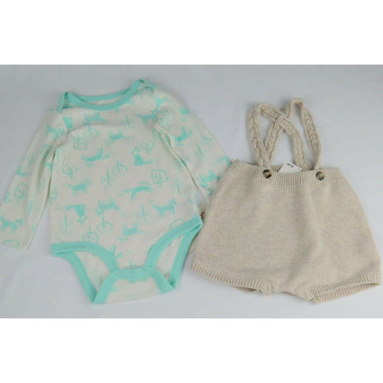 Cat & Jack Baby Cable Strap Sweater Romper Set 3-6 Months Ivory