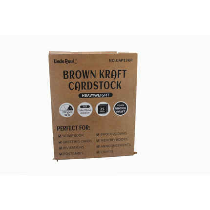 Uncle Paul Brown Kraft Cardstock Heavyweight 250gsm 8.5x11 25 Sheets UAP13KP