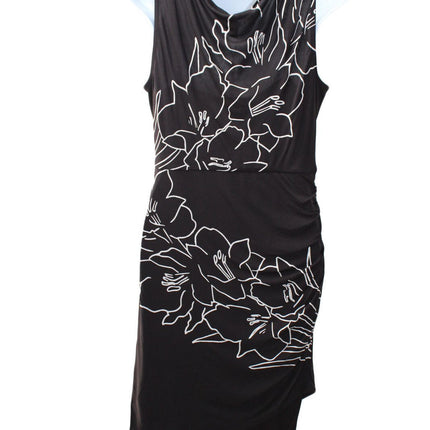 Tracy Reese Women's Ruched Combo Dress Black Calla Lily Placement Size Medium