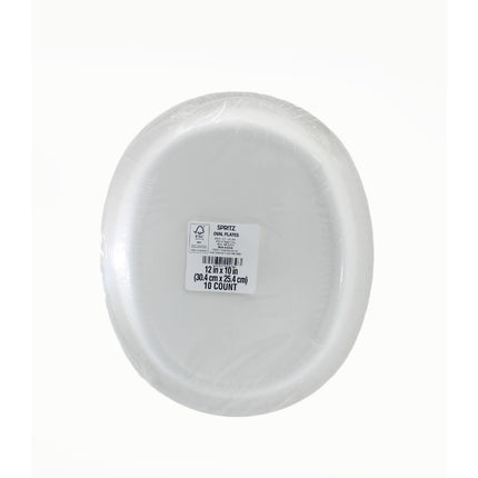 30 Pcs Spritz Oval Paper Plates 12 x 10 Inch White Disposable