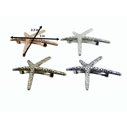Yueton 4 Piece Starfish Hair Clips Rhinestone