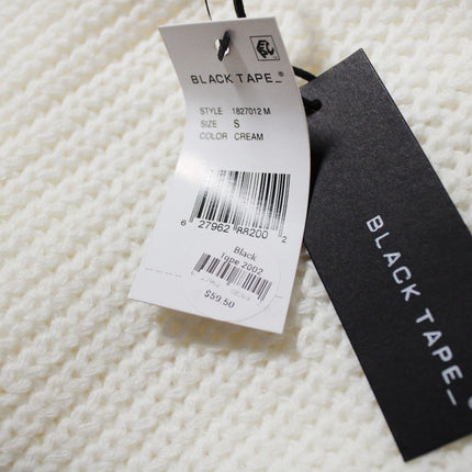 Women Sweater Black Tape Mock-Neck Sweater Size Small Ivory
