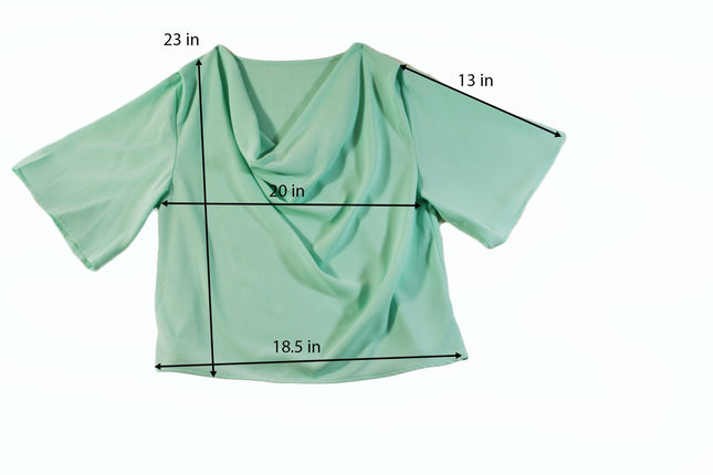 Women Top Unbranded Women Mint Green Polyester Draped Front Neckline Top Size M