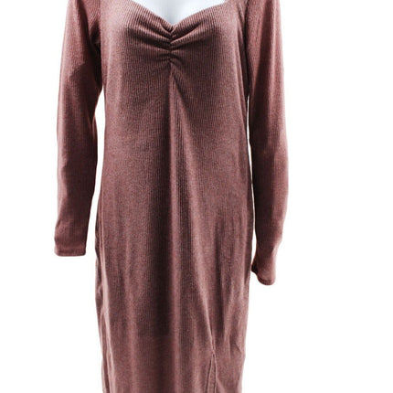 Women Dress INC Women Sweetheart Neckline Midi Sweaterdress Size Medium Brown