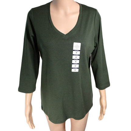 Women Top St. John's Bay Women 3/4 Sleeve Tee Size M Hunter Green