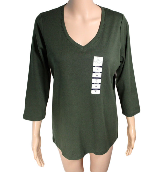 Women Top St. John's Bay Women 3/4 Sleeve Tee Size M Hunter Green