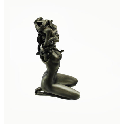 Medusa Gorgon Statue Bronze Finish Mythological Nude Figurine 6 Inch Decor