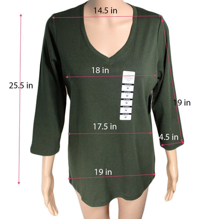 Women Top St. John's Bay Women 3/4 Sleeve Tee Size M Hunter Green