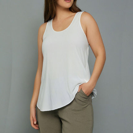 Women Top Style & Co Women White Plus Size Cotton Sleeveless Tank  Size One Size