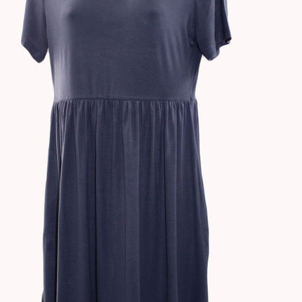 Women Dress Longyuan Women Short Sleeve Dress Size M Blue