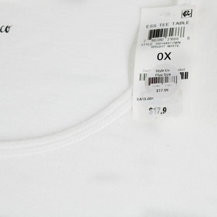 Women Top Style & Co Women White Plus Size Cotton Sleeveless Tank  Size One Size