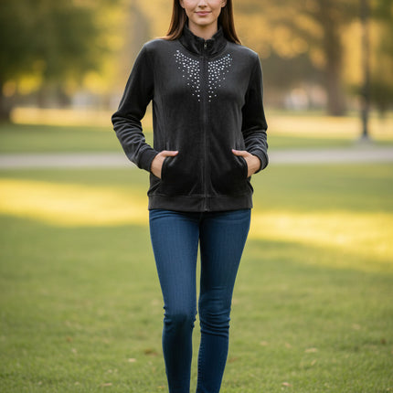 Basic Editions Women's Velour Sweater Size Small Black