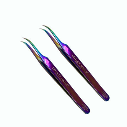 Eyebrow Tweezer Legacy Nails 2 Pack Professional Multicolor Curved Tweezer