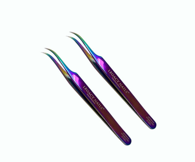 Eyebrow Tweezer Legacy Nails 2 Pack Professional Multicolor Curved Tweezer