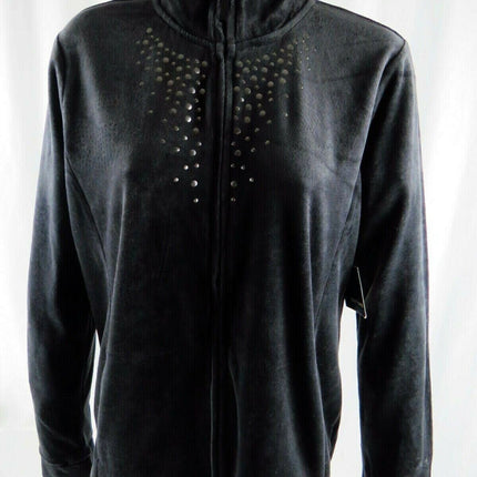 Basic Editions Women's Velour Sweater Size Small Black
