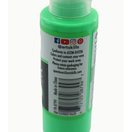 3 pcs ArtSkills Crafters Closet Neon Green Acrylic Craft Paint 2oz PA-8794