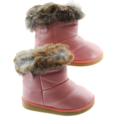 Toddler Boots Unbranded Faux Fur Lined Bootie Size 27 (10.5) Coral