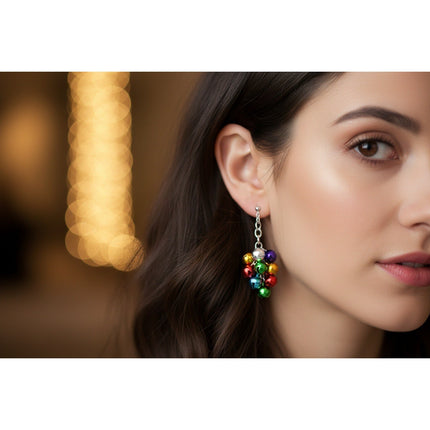 Colorful Bell Dangle Earrings Fun Festive Charm Jingle Jewelry Women