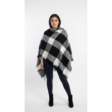 Women Scarf Unbranded Women Chunky Buffalo Plaid Scarf Wrap Oversized Fringe Bla