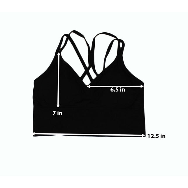 Zella Black Ribbed Seamless Sports Bra Crisscross Straps Size M