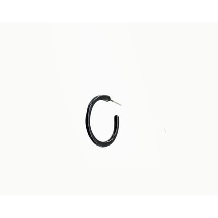 Darla Collection Black Hoop Earrings Minimalist Glossy Post Back 1 Inch Hoop