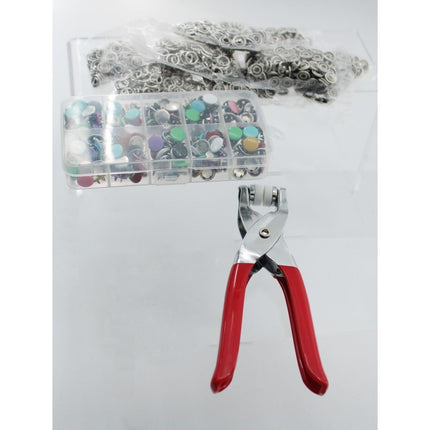 300 Pcs Metal Prong Snap Button Kit with Fastener Plier Tool 10 Colors 9.5mm