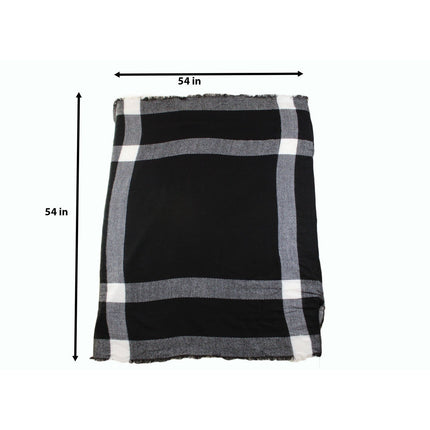 Women Scarf Unbranded Women Chunky Buffalo Plaid Scarf Wrap Oversized Fringe Bla