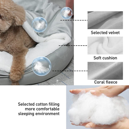 SHAVI Small Pet Beds w/ Hooded Cover Removable Anti-Slip Bottom 20 inches Small