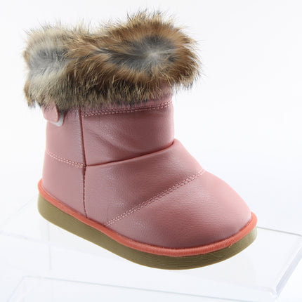 Toddler Boots Unbranded Faux Fur Lined Bootie Size 27 (10.5) Coral