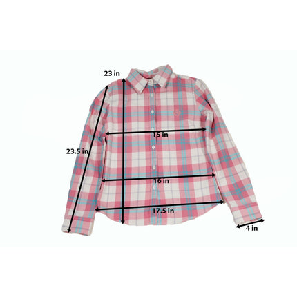 Women Shirt Debao&Co Plaid Button Down Shirt Long Sleeve  Pink Blue White Sz S