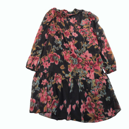 Women Dress Maia Womens Long Sleeve Floral Shift Dress Size 12 Black
