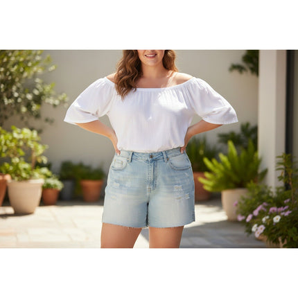 Womens Shorts Unbranded  Light Wash Distressed Denim Jean Shorts Size 32 Waist