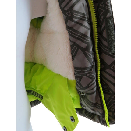 Cat & Jack Toddler Boys Hooded Puffer Jacket Grey Lime Green Geometric 12M