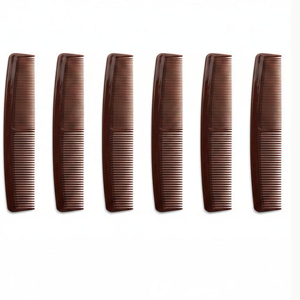 6 Pcs Large Plastic Hair Comb 8.25 in Shell