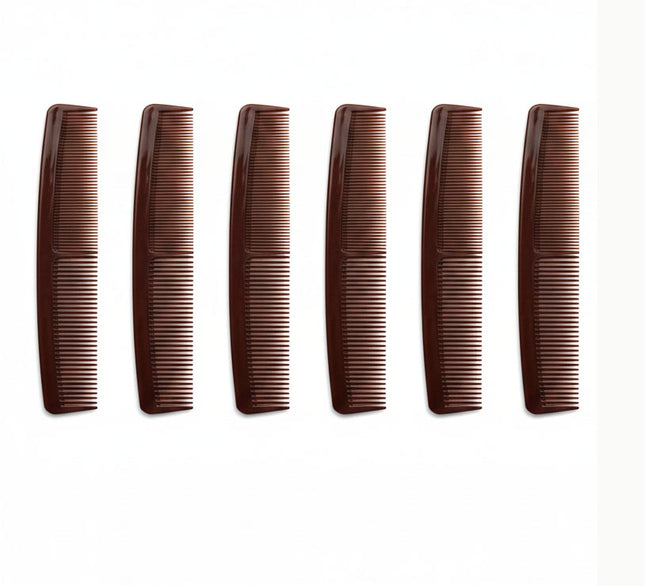 6 Pcs Large Plastic Hair Comb 8.25 in Shell