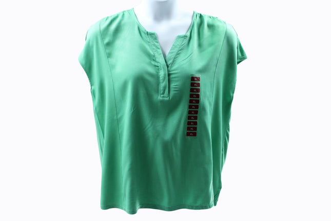 Women Top Women  Short Cap Sleeve V-Neck Fashion Top Size XL Green