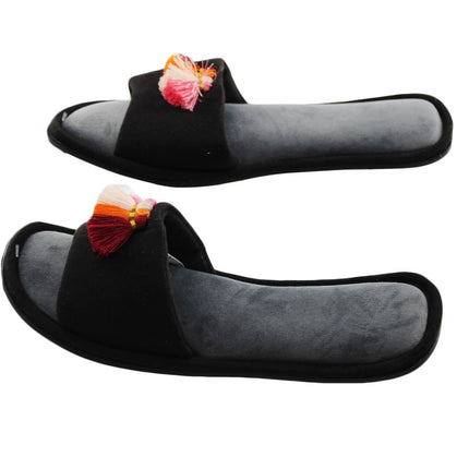 INC Women's Tassel Slippers Size S (5/6) Black Gray