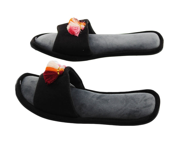 INC Women's Tassel Slippers Size S (5/6) Black Gray