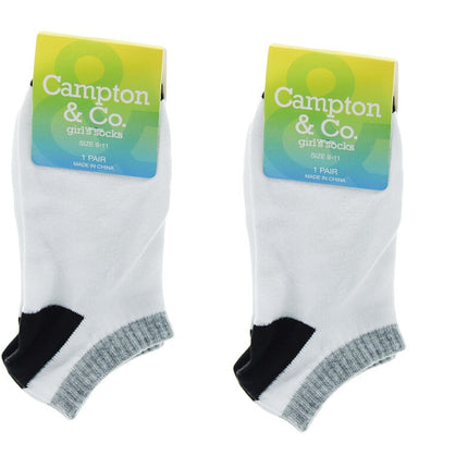 Big Girls Socks Campton & Co Big Girl Socks Size 9-11 /2 Pairs White