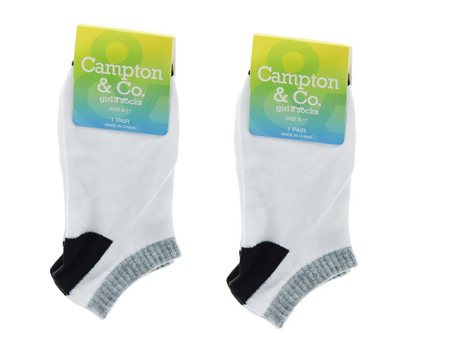 Big Girls Socks Campton & Co Big Girl Socks Size 9-11 /2 Pairs White