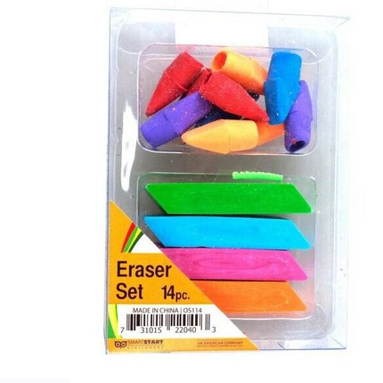 28 pcs Colorful Eraser Set  Yellow, Green, Blue, Orange, Pink