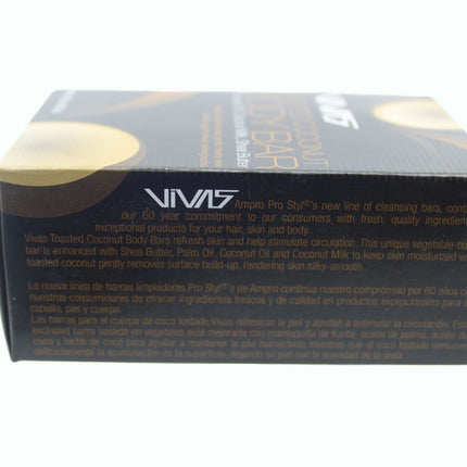 Bar Soap Vivas by Ampro Toasted Coconut Body Bar 4.25 oz 4 Pack